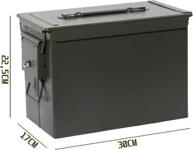 Ammunition Box, US Ammo Box, Cartridge Box, Storage Box for Lithium Batteries, Ammunition (Lockable - 28cm) (Lockable - 30cm)
