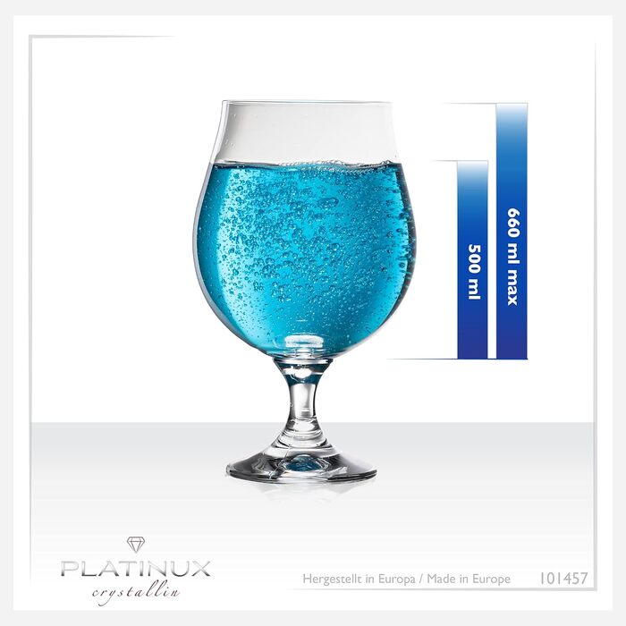 Набір пивних келихів PLATINUX Bierpokale 6 шт, 500 мл (макс. 660 мл) з кришталевого скла для пива, тюльпани