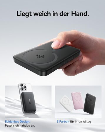 Power Bank Baseus 10000mAh з бездротовою зарядкою 15W, магнітний, PD 22.5W, USB-C, білий/чорний