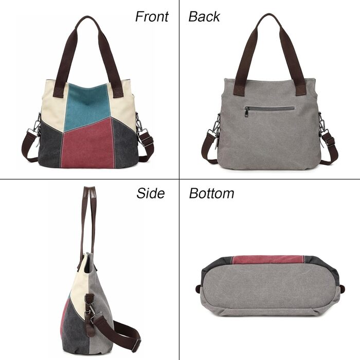 Сумка жіноча Canvas через плече Hobo великої місткості, повсякденна, для школи/шопінгу, ретро стиль (Червона)