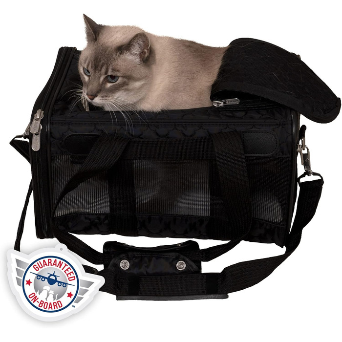 Транспортна переноска для тварин Sherpa Original Deluxe, розмір M (38x25x10 см), чорна, схвалена авіаперевізниками