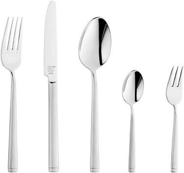 ZWILLING Senses Flatware Set, 68-Piece, For 12 People, 18/10 Stainless Steel/Premium Blade Steel, Matte Finish, Silver