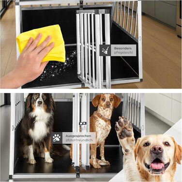 Транспортна переноска для собак tectake® Double XL - переноска для авто та дому, алюміній, 97 x 90 x 69,5 см