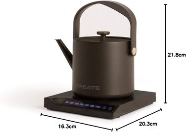 CREATE Electric Kettle 0.5L White - Keep Warm, Safety System, Thermostat, Digital Display, Temperature Indicator, 880W