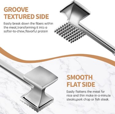 Кухонний молоток для м'яса Yopinmall з нержавіючої сталі, двосторонній, антипригарний, для шніцелів, котлет, стейків
