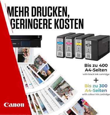 Комплект оригінальних картриджів Canon PGI-1500 (чорний, блакитний, пурпуровий, жовтий) для кольорового струминного принтера, 4 шт.