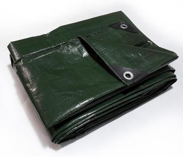 HanjetHJ Waterproof Green Tarp, 140g/m², robust, thick PE material, used as a tent roof, roof covering, protective cover for camping, swimming pool, boat (4 x 5 m) (6x10m)