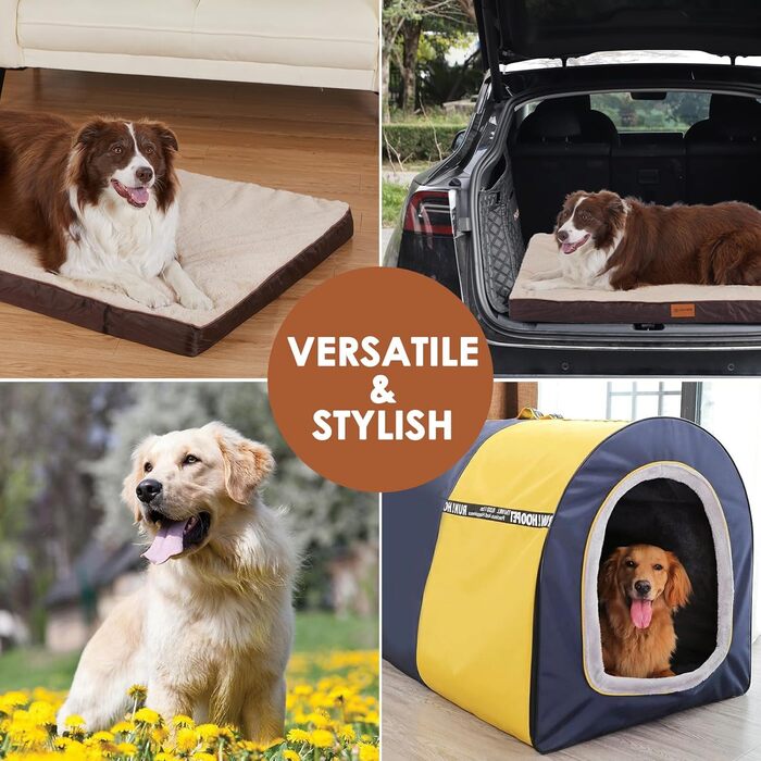 Ортопедичний лежак для собак малого та середнього розміру, трансформується (холодне/тепле), знімний та пральний, водонепроникний, темно-сірий, 75x50x7 см, розмір M