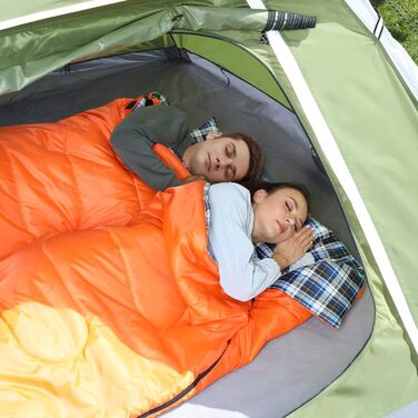 Сплячий мішок Outdoor Sportneer для 2 осіб, 3 сезони, 220x150 см, 2.75 кг, з 2 подушками, для дорослих, оранжевий (без фланелевої підкладки)