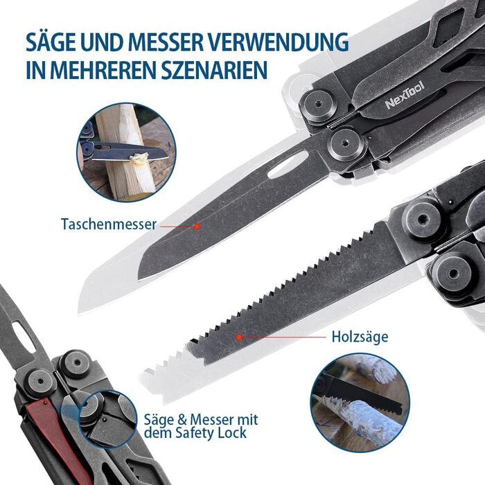 Мультитул NexTool Muiltool 19 в 1: мультифункціональний інструмент з плоскогубцями, ножем, викрутками, ножицями, з нержавіючої сталі для кемпінгу, подарунок для чоловіків