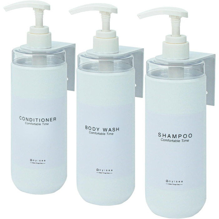 Набір дозаторів для душу GOYISEE, 3 шт. сірого кольору для мила та шампуню, аксесуари для ванної кімнати
