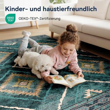 Килимок-довгий (60x300 см) для прихожого, кухні, вітальні та офісу. Нековзкий, з коротким ворсом, миючий, складаний, у стилі бохо, чорно-білий, petrolgrün