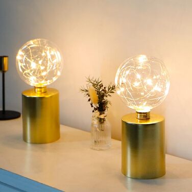 Настільна лампа JHY DESIGN, 2 шт., металева, бездротова, на батарейках, 20 см, декоративна, сферична, для спальні, вечірок, саду, дому, вітальні (Золотий)