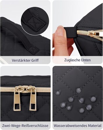 Чорна косметичка для подорожей Wandering Nature з відділенням для пензлів, велика, водонепроникна, з перегородкою та ручкою (патендована)