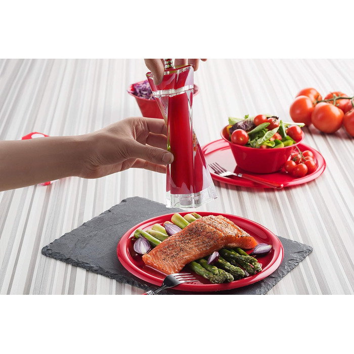 Набір для солі та перцю MITBAK з акрилу | Преміум якість, регульована ступінь помелу, червоний