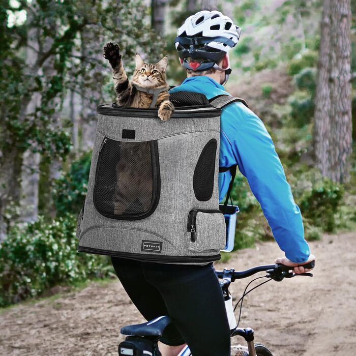 Рюкзак для котів та собак Petsfit - сірий, до 5 кг, з сіткою, для прогулянок