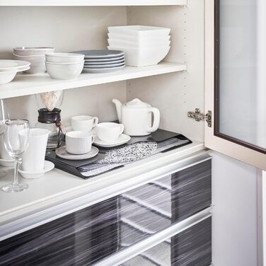 Yamazaki 4887 TOWER Tableware Storage Rack, Black, Steel, Minimalist, 50.5 x 2.5 x 36.5 cm