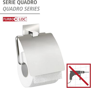 Тримач для туалетного паперу WENKO Turbo-Loc Quadro з кришкою, нержавіюча сталь, хром