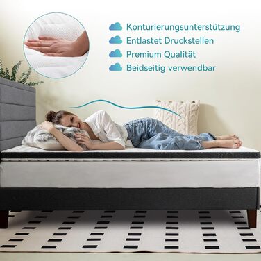 Amazon Basics Comfort Memory Foam Mattress Topper, Plush, 180 x 200 cm, 7 cm Height, White