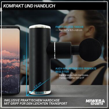 Масажер для м'язів Miweba MM200 | Масажна пістолета з LCD-дисплеєм та 6 насадками