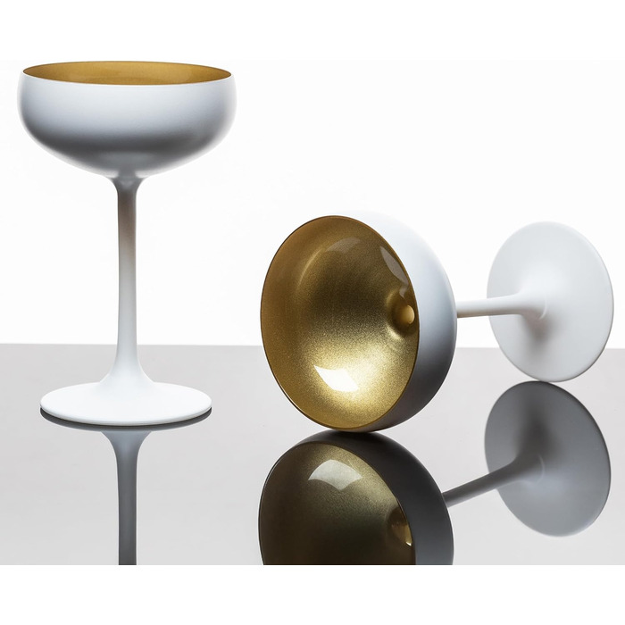 Набір келихів для шампанського Stölzle Lausitz Elements, 6 шт., 230 мл, чорний/бронзовий – елегантні келихи з кришталевого скла без свинцю, придатні для миття в посудомийній машині та ударостійкі