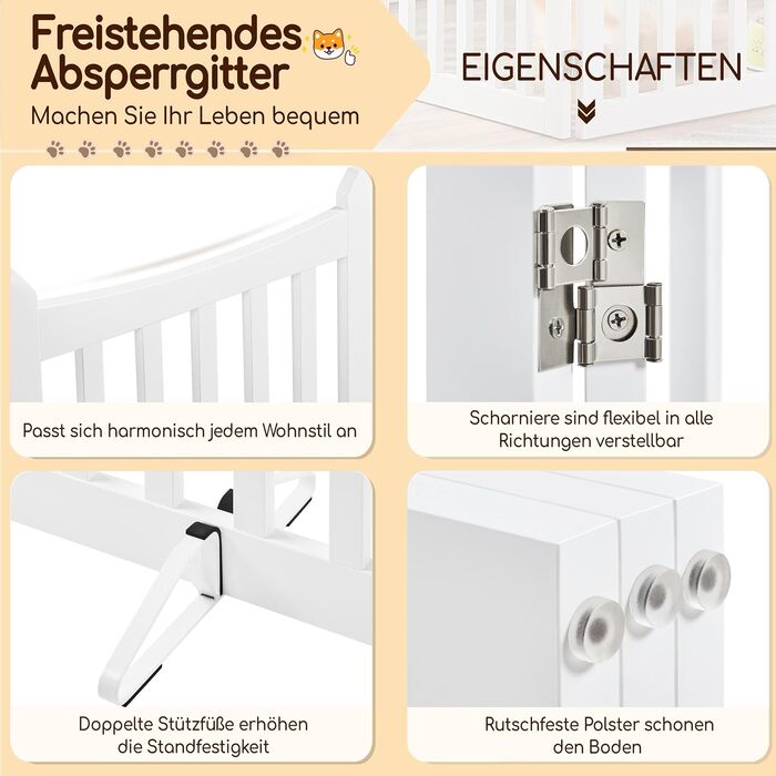 Захисне ґратка для собак Yaheetech, 90.5 x 201.5 см, 4 панелі, білий колір. Ідеально підходить для дому, кухні, проходу, каміну, печі.