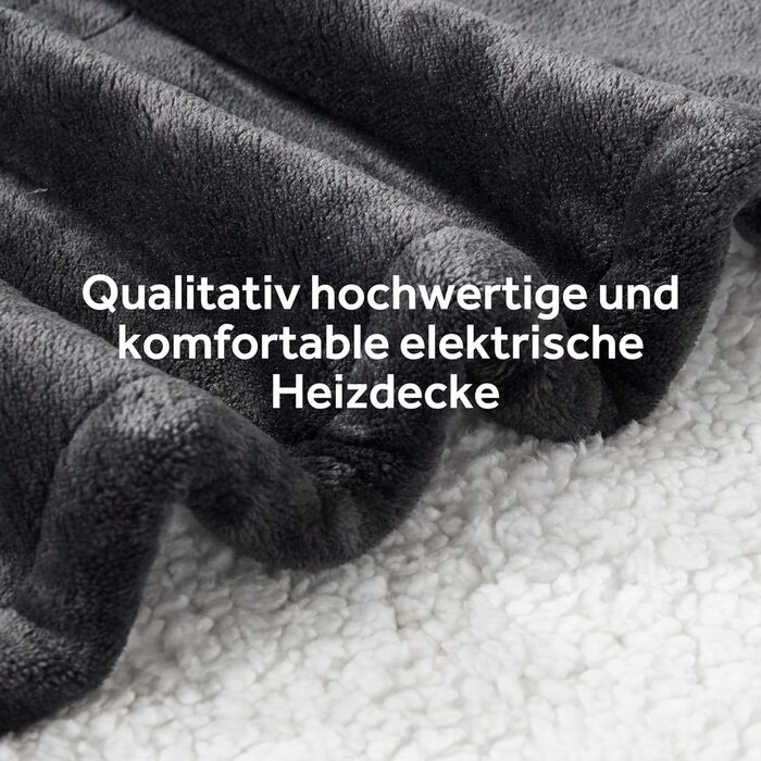 Електрична ковдра Warmrest, 130x180 см, фланель-шерпа, 6 температурних режимів, таймер, захист від перегріву, машинне прання