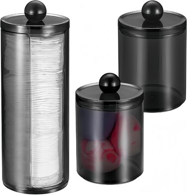 Диспенсер для ватних паличок та дисків з PET пластику, чорний (BLACK-C)