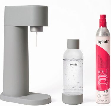 Mysoda Pack Woody: Газова машина для води з екологічного дерева, з пляшкою PET без BPA та CO2 балончиком (сірий)