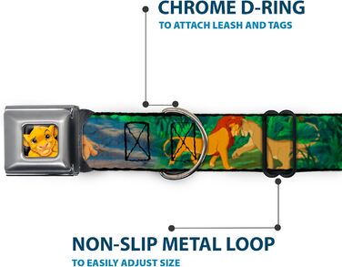 Нашийник для собак з фіксатором Seatbelt Lion King Simba & Nala, розмір 33-46 см, ширина 3.8 см