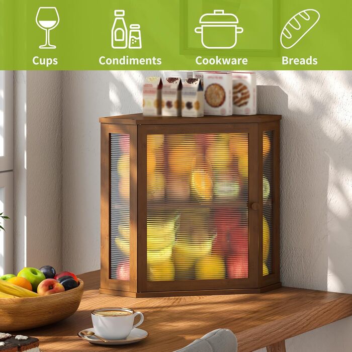 Браун Box Eck-Brotkasten для кухні, на стільницю, двошаровий, бамбук, чорний, великий об'єм