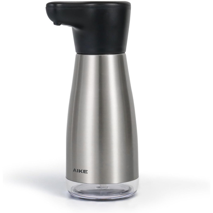 AIKE Automatic Soap Dispenser, Stainless Steel, 420 ml Rechargeable Soap Dispenser with USB Magnetic Connector, Soap Dispenser for Kitchen and Bathroom, IPX7 Waterproof