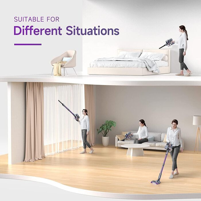 Lubluelu 25000Pa Cordless Vacuum Cleaner | Strong Suction Power | 25.9V Cordless Vacuum Freestanding | 50Min Runtime | 120,000 RPM | Vacuum Cleaner for Pet Hair, Carpet & Hard Floors Violet