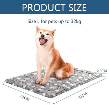 Кросер Fancy Crate Pad - килимок для лежанки собак, двосторонній (холодний та теплий), машинне прання, для собак маленьких та XXX-Large, сірий, темно-синій, зірковий принт (91 x 61 x 3 см)