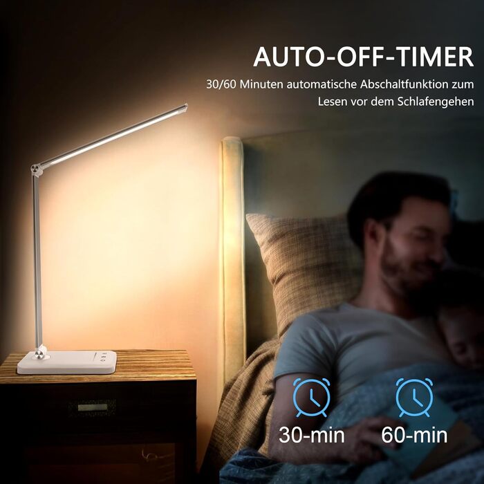 LED лампа настільна з димуванням, 5 кольорів та 10 рівнів яскравості, захист очей, USB-зарядка, для дітей, офісу, читання, модель #2