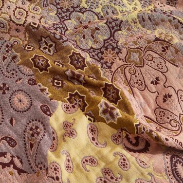 Богемна ковдра Boho Decke 100% бавовна – двостороння муслінова ковдра 150x200 см, м'яка ковдра для дивана та покривало на ліжко, естетичний дизайн, ідеально підходить для вітальні та спальні, помаранчевий/зелений (230 x 250 см, візерунок пає)