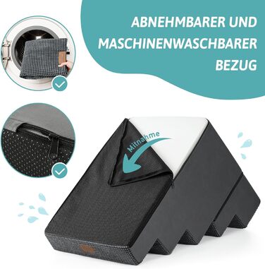 COZY KISS Dog Stairs for Small Dogs, Wide Steps Pet Stairs for Bed Couch Car, 60cm High High-Density Foam Cat Stairs with Removable Cover ( 7x0x60cm, ) (Dark Gray, 5, 75x50x60cm-Removable)
