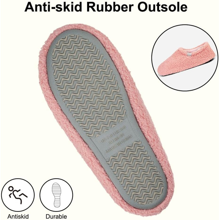 OFFCUP Теплі жіночі халапки-домашні тапочки з піни пам'яті, зимові, бавовняні, пухнасті, для дому та вулиці, рожеві, розміри 40-41
