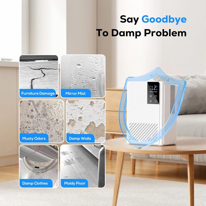 Електричний осушувач повітря, тихий, 2500 мл з LED дисплеєм, таймером та авторозморожуванням. Ідеально для дому, спальні, ванної кімнати