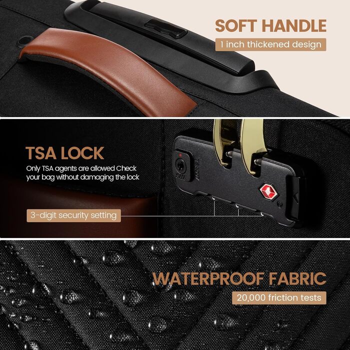 Сумка-рюкзак LOVEVOOK для жінок, 40L, ручна поклажа, для ноутбука, водонепроникна, для подорожей, бізнес, комплект ручної поклажі (20-дюймовий валіза, чорний, білий, коричневий)