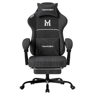 Геймерське крісло Ergonomisch з підлокітниками, підставкою для ніг, подушкою для попереку та голови, регульованою висотою, оббивка PU, сірий (Чорний)