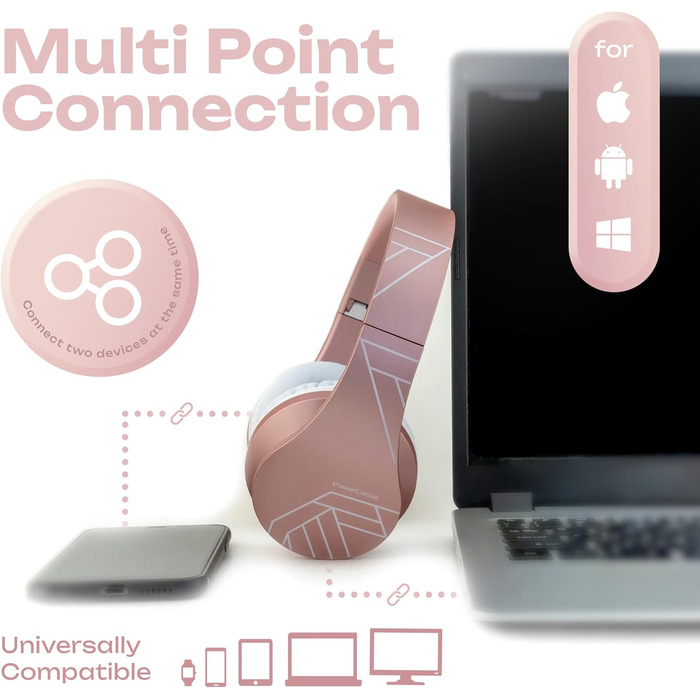 Бездротові навушники PowerLocus Over Ear Bluetooth з мікрофоном (Рожеве золото)