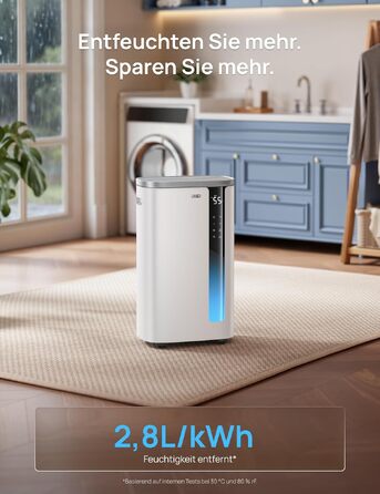 Розумний осушувач повітря DREO з App та Wi-Fi, 30л/добу, резервуар 6.5л, тихий (41дБ), 3 режими, таймер, для кімнат до 55м², сушіння білизни, з дренажним шлангом, білий