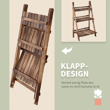 Outsunny 3-Tier Wooden Plant Stand - Dark Brown, 60 x 37 x 93 cm
