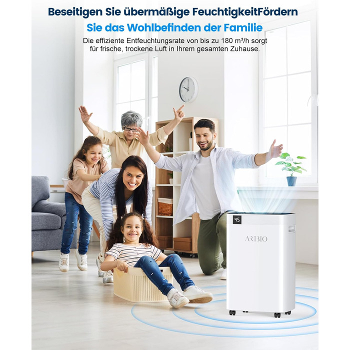 Електричний осушувач повітря 20 л/день з LED-дисплеєм, таймером та функцією відтавання, для квартир, ванних кімнат та підвалів