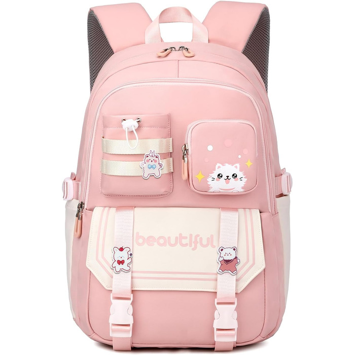 Дитячий рюкзак IvyH для дівчаток – велика місткість, водонепроникний, ідеальний для школи (2-6 клас), рожевий