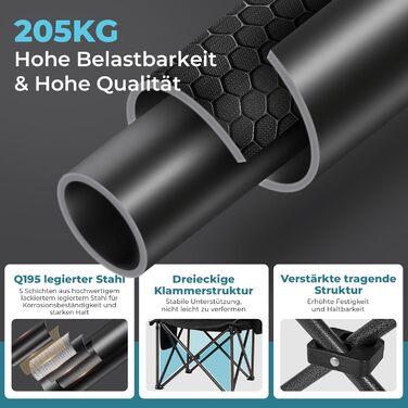 Крісло для кемпінгу Fundango, розкладне, чорне, XXL, 205 кг, з підлокітниками та кишенею для напоїв та холодильником