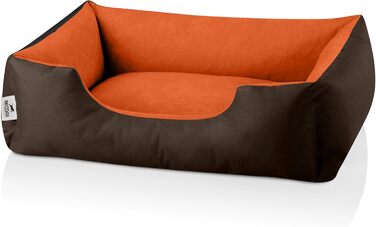 Ліжко для собак BedDog M - м'яке гніздо, корзина, диван, лежанка для маленьких собак SUNSET (колір коричневий/помаранчевий) розмір 70 x 55 x 18 см, знімний чохол, можна прати