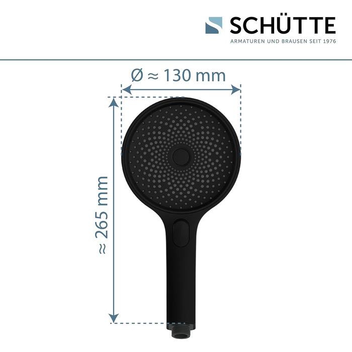 SCHÜTTE Hand Shower SAMOA RAIN | Velvet Jet Technology | Showerhead with over 300 nozzles | 3 adjustable spray patterns | Anti-limescale showerhead for the shower | White (Black)
