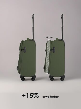 Набір валізак SMARTBOX 3 шт. для жінок та чоловіків | Легкі та стабільні валізи-ролики, якісний softcase, 4 колеса та кодовий замок | Розширювані | Колір: Slate-green, Розмір: S (56 см)